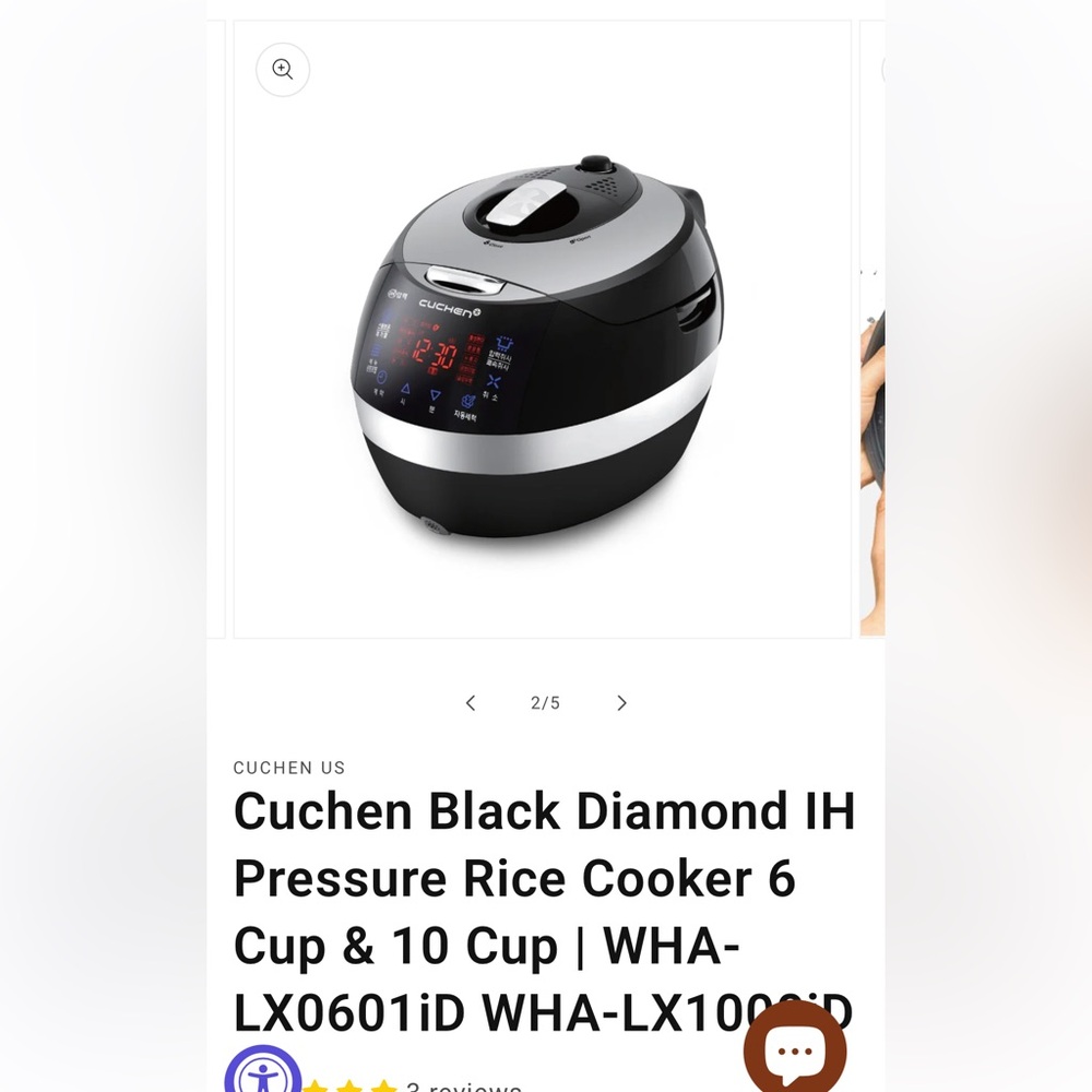 Cuchen Black Diamond IH Pressure Rice Cooker